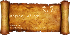 Kogler Tünde névjegykártya